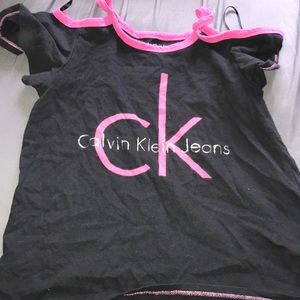Calvin Klein black and pink shirt/crop top